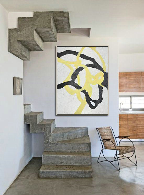 Original Artwork Extra Large Abstract Painting,Hand-Painted Black And White Minimal Painting On Canvas,Modern Paintings On Canvas